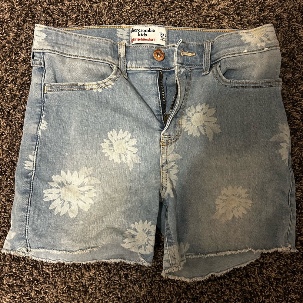 Abercrombie Kids Light Blue Floral Jean Shorts